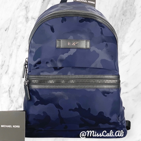 NWT MICHAEL KORS Kent Camoflauge Backpack Bag - Indigo Blue - Picture 1 of 14